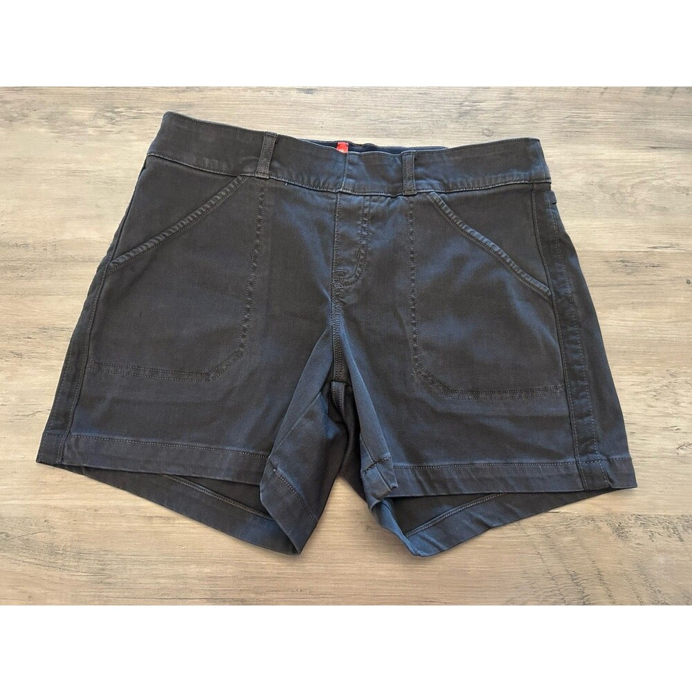 SPANX Stretch Twill Shorts, Charcoal Black, Pull on Size S